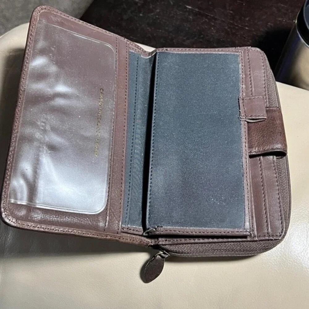 Vintage Brown Leather Wallet Hand Tooled Cut Outs Embellished Tons of slots!